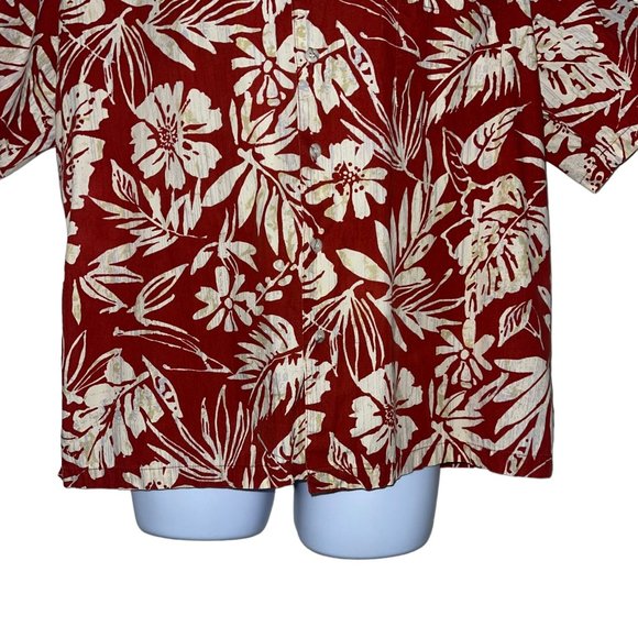 Vintage Cooke Street Hawaiian Shirt Mens XL Orange Floral Aloha Beach Palm Leaf - Picture 3 of 9
